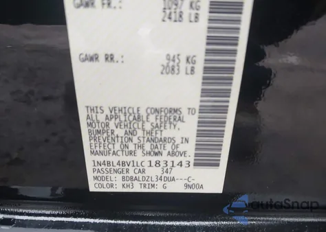 2020 Nissan Altima S Fwd z USA, uszkodzony, nr VIN 1N4BL4BV1LC183143